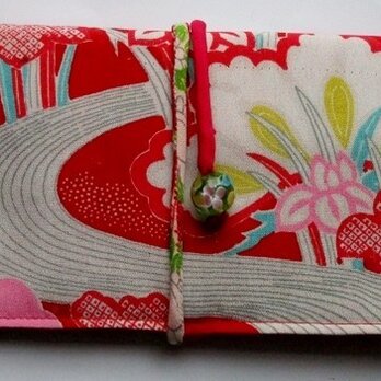 ８０９１　花柄の着物で作った和風財布・ポーチ＃送料無料の画像