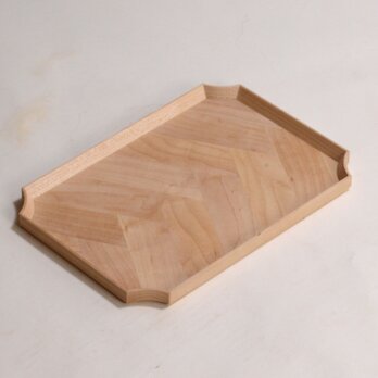 ヘリンボーンの隅切御盆【小】 カエデ