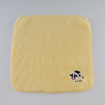タオル　今治タオル　 アニマルパレード　ウシ　クリーム　綿100％　 22cm×22cmの画像