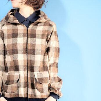 ウールフーディー♡ブロックブラウンの画像