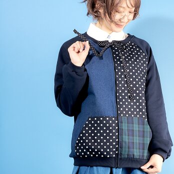 水玉mixチャックパーカーB色♡フードなしの画像
