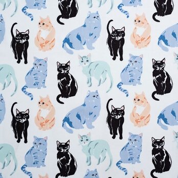 Sale* Birch プリント生地 Kitty Garden 猫たち 【20cm単位切り売り】ねこ キャット 黒猫 トラ猫の画像