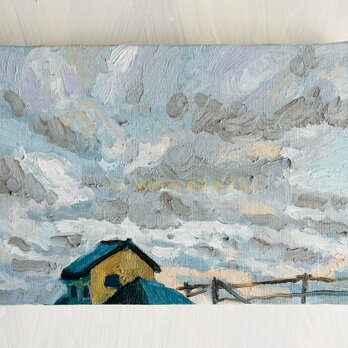 16×23㎝「優しい夕空５」油彩・原画・サムホールサイズの画像