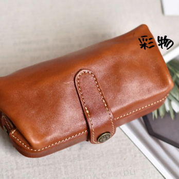 【受注製作】牛革ペンケース　筆箱　化粧ポーチ　小銭入れなどに　HU01の画像