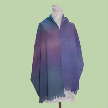 軽くて温かい多色ボカシ染楊柳織ウールストールの画像