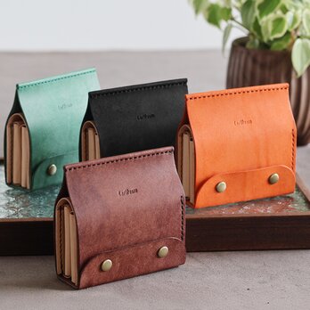 紙袋の形をモチーフにした 可愛い二つ折り財布 LF-016 マルゴー×ヌメ革ツートン 財布 ミニ財布 レザーウォレット