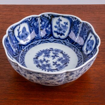 古伊万里 染付 花唐草芙蓉文 なます皿 江戸中期 E932の画像