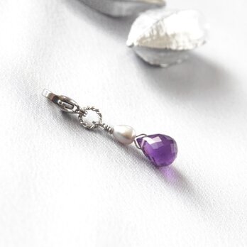 Drop Zipper Charm（アメジスト×淡水パール）の画像