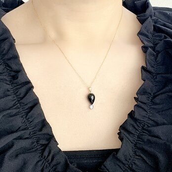 漆黒の宇宙Ⅱ✧モリオンお守りネックレス（ペアシェイプ）✧GALAXY✧プチネックレス✧サージカルステンレス製の画像