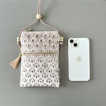 【受注制作】モロッカン生地のスマホポシェット　シャマー　♦スマホショルダー♦の画像