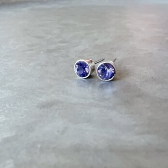 P569-ヴィンテージピアス U.S.A. 1980s Amethyst Color Cubic Zirconiaの画像
