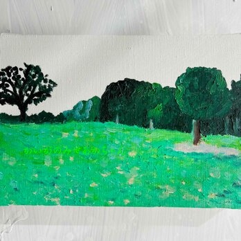 16×23㎝「思い出すのに丁度良い公園」油彩・原画・サムホールサイズの画像