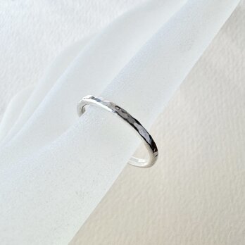 【槌目リング2mm幅ラウンド】高純度シルバー1000 シンプル ハンマー 刻印無料 ユニセックス 男女兼用 手作り 日本製