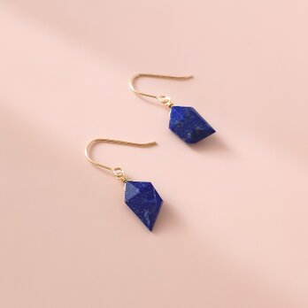 14KGF ラピスラズリ 1粒ピアス イヤリングの画像