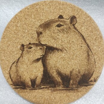 コースター　カピバラの親子の画像
