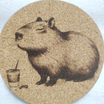 コースター　カピバラとコーヒーの画像