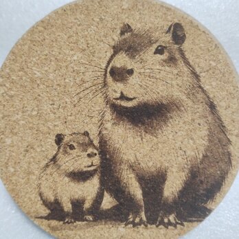 コースター　カピバラの親子の画像