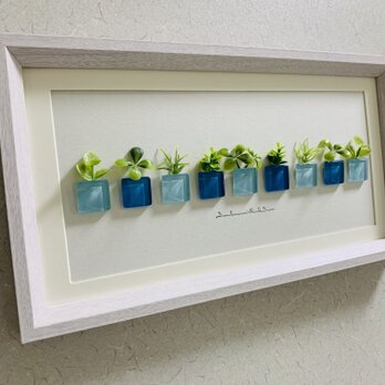 ガラスタイル アートフレーム インテリア雑貨 置物 観葉植物  北欧ガラス細工 贈り物 プレゼント