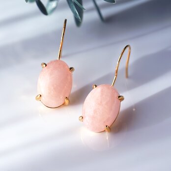 モルガナイト/ピンクアクアマリンのカボションピアス　～桜餅の画像