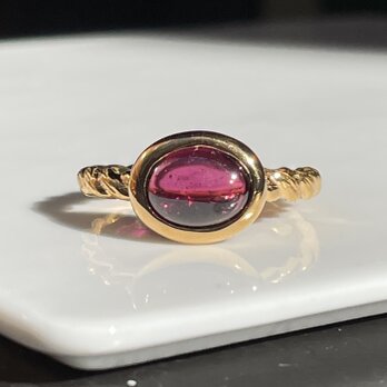 ロードライト　ガーネット　ぽってり石座　2.5ct　OVカボション　シルバーSV925リングの画像