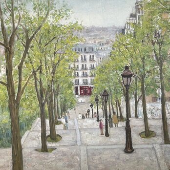 新緑のパリ(油絵15号大特価、フランス、パリ、原画一点もの）の画像