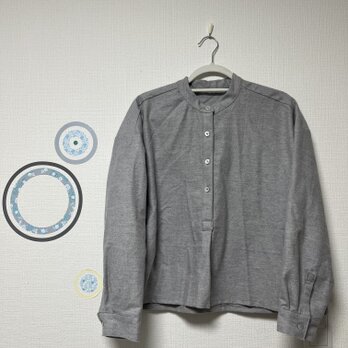 プルオーバーシャツ　起毛コットン　グレーの画像