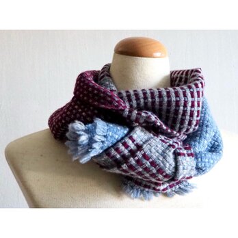 cashmere ministole   -blue×wine-の画像