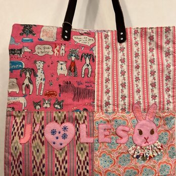 トートバッグピンク系 J'AIME LES LAPANS うさぎの画像