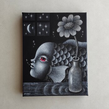 原画「花がある部屋」キャンバス F0号の画像