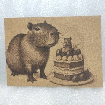 コルクシート　カピバラとケーキの画像