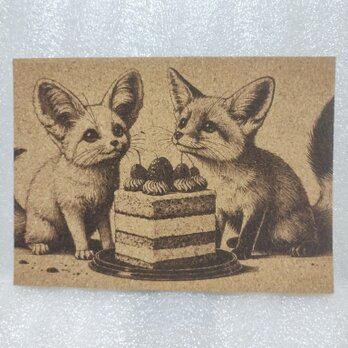 コルクシート　フェネックとキツネの画像