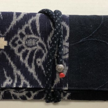 ８１０８　藍と鶴柄で作った和風財布・ポーチの画像
