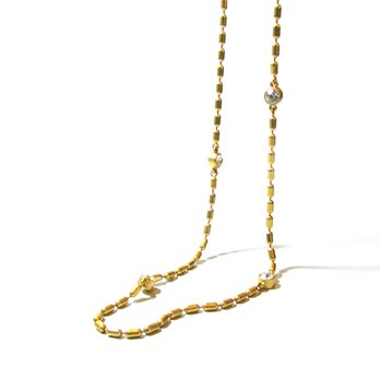 70s USA 「MONET」 Gold Tone Design Long Necklaceの画像