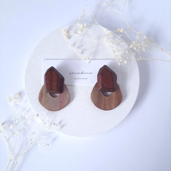 ★c　『 温もり - wood - 』　冬　春　大ぶり　木　フォーマル　ピアス／イヤリングeの画像