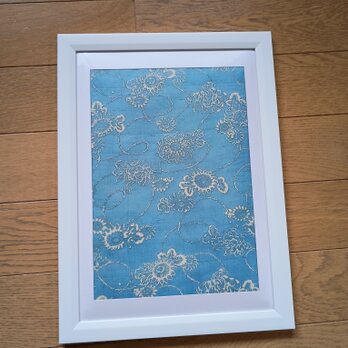 ヴィンテージ絹の藍の型染め  再出品の画像