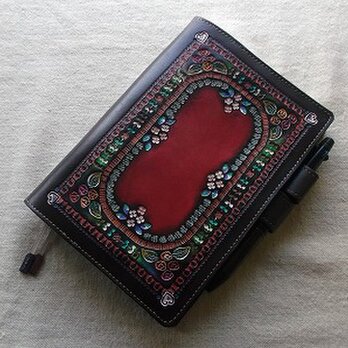 ほぼ日手帳仕様　B6サイズレザー手帳カバー　刻印＆拭き染めの画像