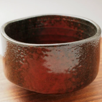 ◆新品◆ 美濃焼　並黒砂紅化粧釉茶碗　【紙箱】　1個のサイズ：Φ12cm、H7.6cmの画像