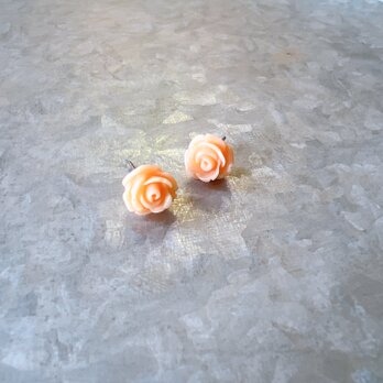 P570-ヴィンテージピアス U.S.A. 1980s Pink Rose Acrylic Pierced Earringsの画像