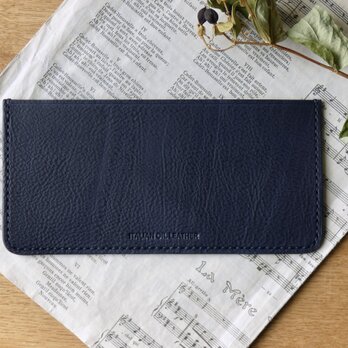 イタリア革のお札入れ／長札入れ／ネイビー