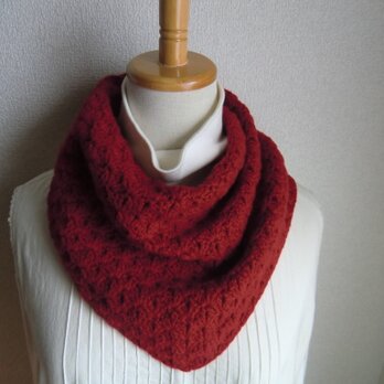 カシミヤ　ラムウール　小さめ三角ストール（赤）