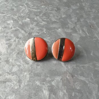 U.S.A. 1980s Gold Tone Two Tones of Orange Enamel Paintの画像
