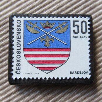 チェコスロバキア　紋章切手ブローチ6596のコピー