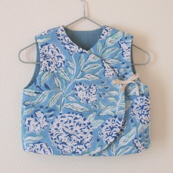 COTTON リバーシブルベスト *ブルー* size 70～80の画像