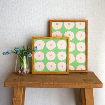 「 kasumi sou dot（ green pink ）」20cm角／A4ポスターの画像
