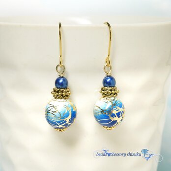 唐草ピアス＊青の画像