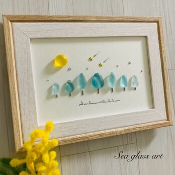 シーグラスアート インテリア雑貨 癒しの森 星に願いを 観葉植物 置物 北欧ガラス細工 贈り物 プレゼント