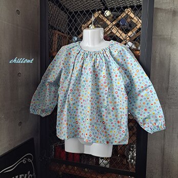 【入園】【100サイズ】子供用スモッグ：ブルー【0675】の画像