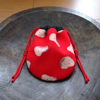 可愛いミニ巾着（おかめ）