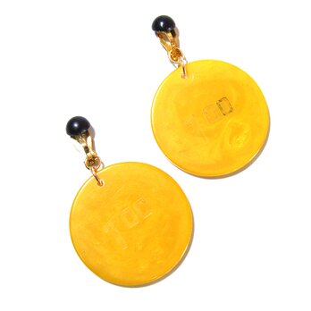 Vintage Yellow Bakelite Casino Chips Earrings ③の画像