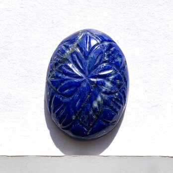 彫刻ラピスラズリ[177] 32x24mm 50Cts　天然石 ルース／カボションの画像